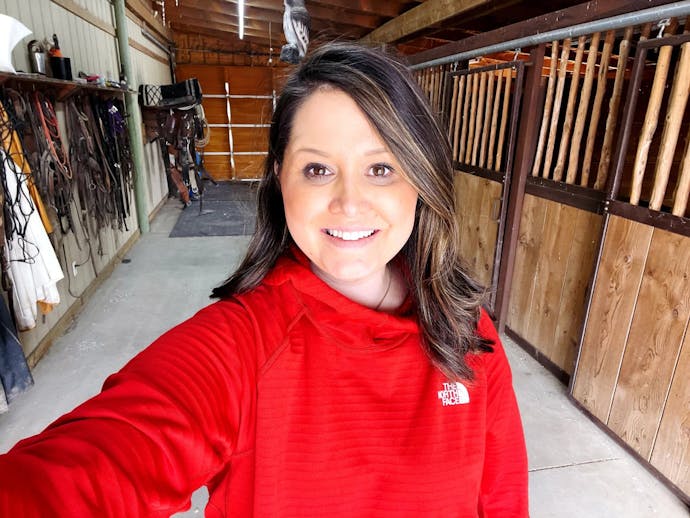 Brooke Taylor in a barn